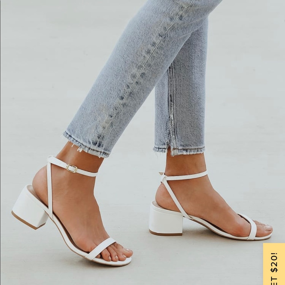 Lulu’s white 2” heels, brand new!